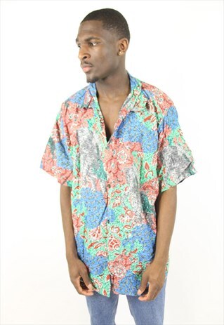 VINTAGE ABSTRACT 90'S PATTERNED SHIRT