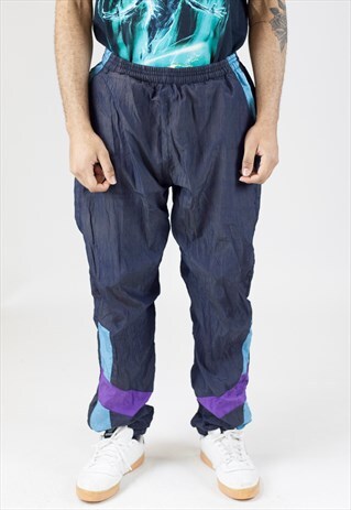 VINTAGE 90S NAVY SHELL TRACKSUIT BOTTOMS