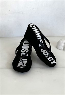 Y2K Vintage iconic sexy platform flip flops in fab black