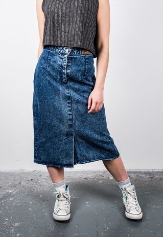 VINTAGE 1990S BLUE DENIM MIDI SKIRT