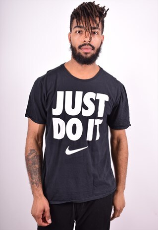 NIKE MENS VINTAGE T-SHIRT TOP LARGE BLACK 90'S