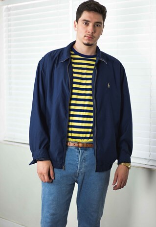 VINTAGE POLO RALPH LAUREN HARRINGTON JACKET LOGO 90S XL 21.4
