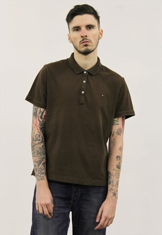 VINTAGE 1990S BROWN TOMMY HILFIGER POLO SHIRT