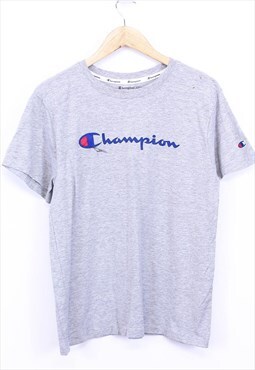 Vintage Champion Tee Grey Short Sleeve Spell Out Logo 90s