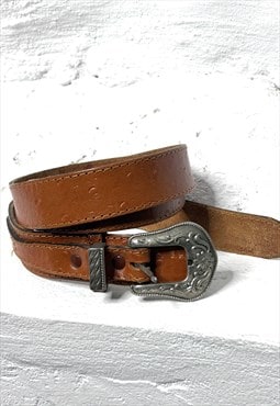 Western Vintage Brown Leather Belt 