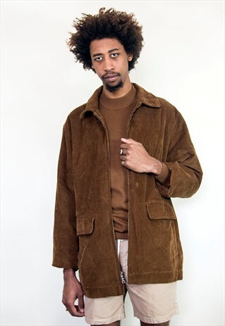 90S HERITAGE WORKWEAR ZIP FRONT BROWN CORDUROY BARN JACKET