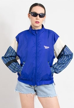 Reebok vintage track jacket in blue windbreaker shell