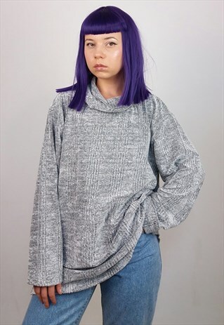 VINTAGE 80'S OVERSIZED ROLL NECK JUMPER / TURTLENECK