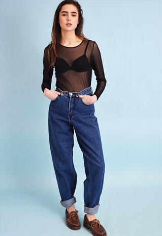 90'S RETRO TRADER STONEWASH HIGH WAIST DENIM JEANS