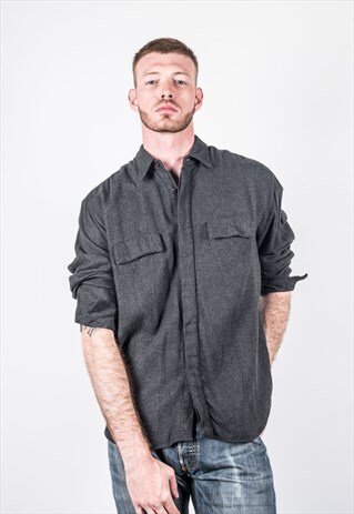 VINTAGE DARK GREY FLANNEL SHIRT