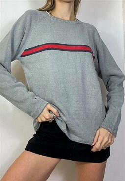 Vintage Y2k Tommy Hilfiger Crew Neck Sweatshirt Jumper Grey