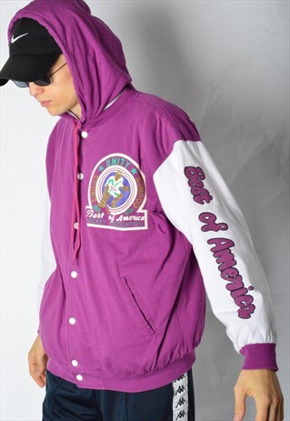 VINTAGE 80S PURPLE HOCKEY HOODED JACKET