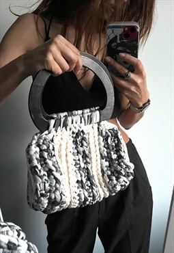 Chunky Knit Top Handle Bag / Clutch 