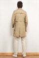 VINTAGE 70'S MEN BUTTON-UP TRENCH COAT IN BEIGE