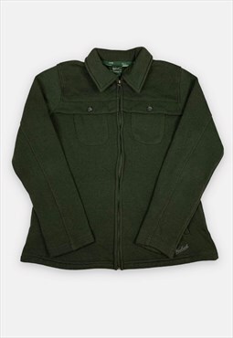Woolrich embroidered green fleece collared jacket womans L