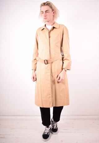 AQUASCUTUM MENS VINTAGE TRENCH COAT MEDIUM BROWN 90S