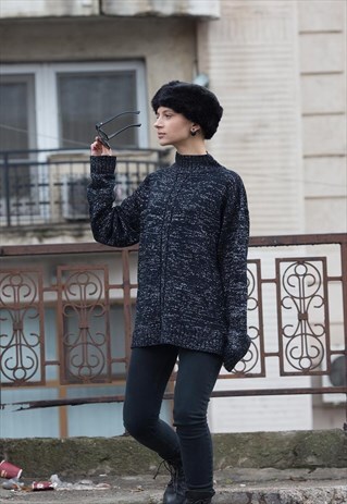 SHINY LUREX OVERSIZED TURTLENECK PULLOVER