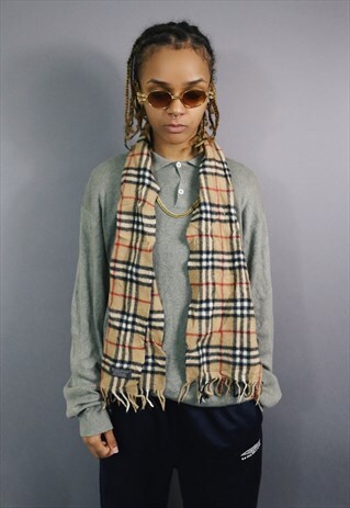 VINTAGE BURBERRY CASHMERE NOVA CHECK SCARF