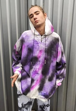 Tie-dye denim jacket reworked butterfly jean hoodie purple