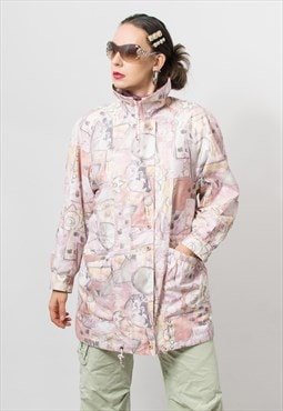 Vintage 80's windbreaker jacket printed parka women