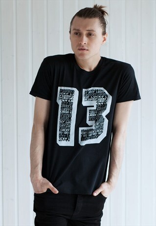 LUCKY 13 T SHIRT - LUCKY THIRTEEN: RETRO BIKER RAD SKATER