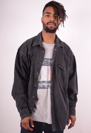 LEE MENS VINTAGE DENIM SHIRT XXL GREY 90S