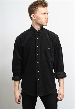 VINTAGE CORDUROY CORD SHIRT BLACK
