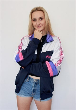 VINTAGE 90S RETRO ASICS TAPE LOGO TRACK JACKET
