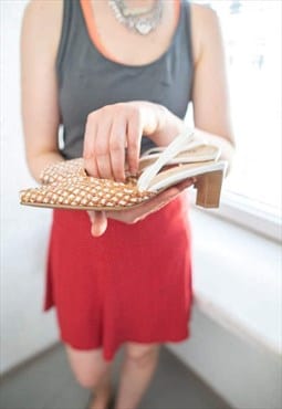 Vintage 80's Brown/White Woven Leather Pumps