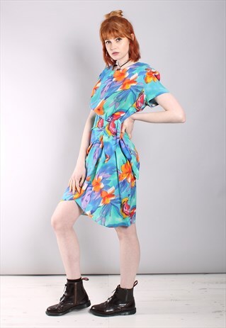 VINTAGE 80S FLORAL WRAP DRESS