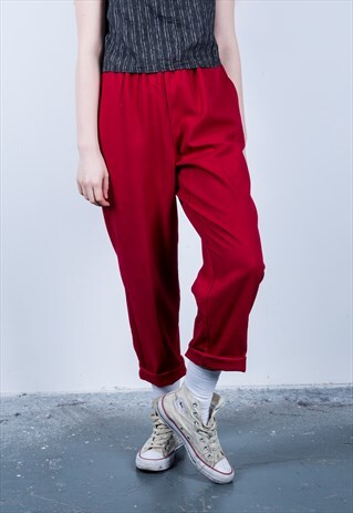 VINTAGE 1990S RED HIGH-WAISTED TROUSERS