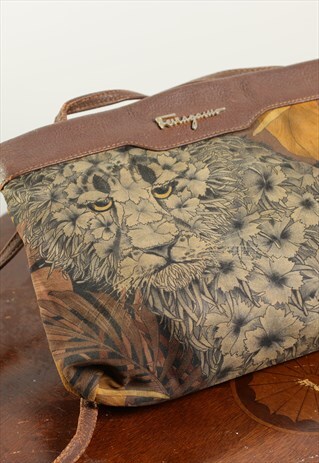 Rare 1991 Vintage Salvatore Ferragamo Shoulder Bag Tiger 
