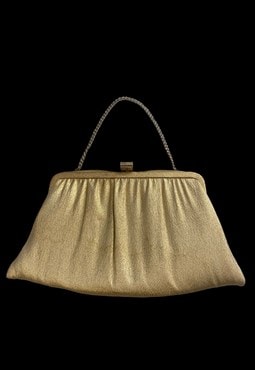 60's Gold Lurex Ladies Vintage Hand Held Evening Mini Bag