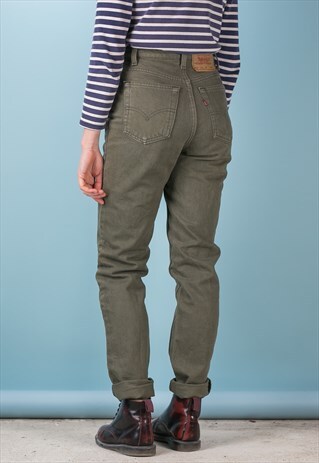 VINTAGE LEVI 512 JEANS IN OLIVE GREEN