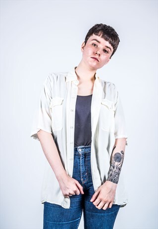 VINTAGE 1980S CREAM SILK SHIRT