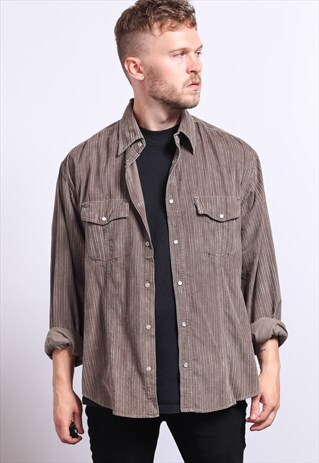 VINTAGE CORDUROY CORD STRIPED SHIRT