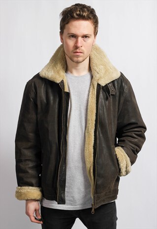 VINTAGE LEATHER SHERPA JACKET