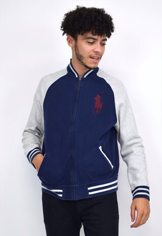 VINTAGE 90S POLO RALPH LAUREN NAVY VARSITY JACKET