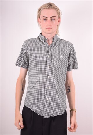 POLO RALPH LAUREN MENS VINTAGE SHIRT SMALL BLACK CHECK 90S