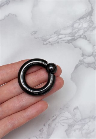 BLACK STEEL RING SCREW BALL 8MM HEAVY THICK BODY JEWELRY