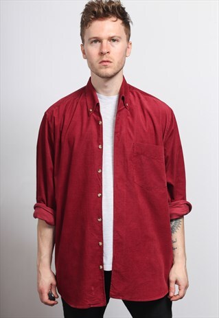 VINTAGE CORDUROY CORD SHIRT RED