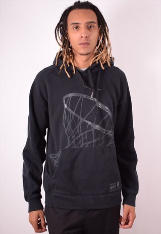 NIKE MENS VINTAGE HOODIE SWEATER LARGE BLACK 90S
