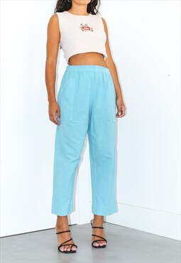90s Turquoise Wide Leg Trousers