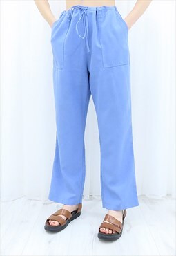 90s Vintage Light Blue High Waisted Trousers
