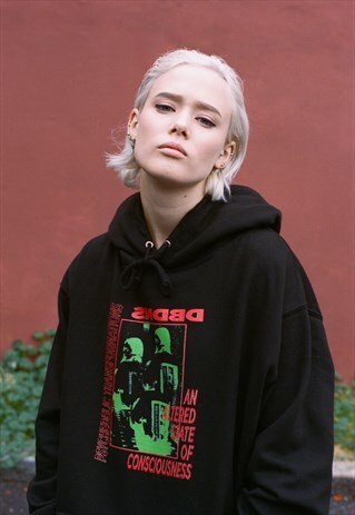 HOODIE IN BLACK WITH PSYCHEDELIC TRANSFORMATIONS PRINT