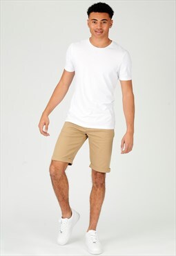 Slim fit stretch chino shorts - stone brown