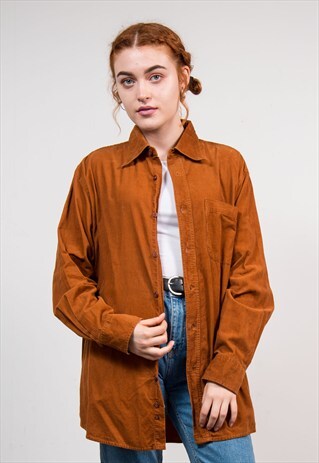 90'S VINTAGE TAN CORD SHIRT