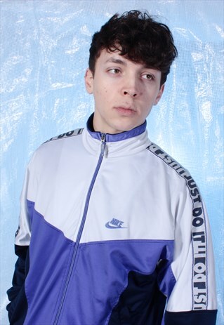 VINTAGE NIKE EMBROIDERED TRACK JACKET WITH SLEEVE TAPING