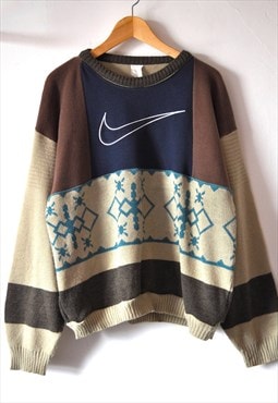 90's vintage Nike reworked abstract pattern knit sweatshirt