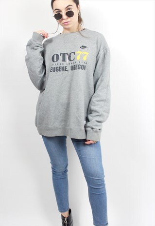 90'S RETRO GREY SPELL-OUT OVERSIZED SWEATSHIRT